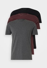 3 PACK - T-shirt - bas - black/mottled dark grey/bordeaux