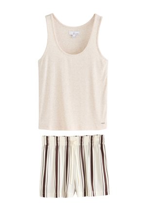 Next REGULAR FIT - STUDIO RIB RACER VEST AND SHORT PYJAMAS SET - Nachtwäsche Set - cream  chocolate brown stripe