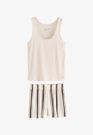 Next, REGULAR FIT - STUDIO RIB RACER VEST AND SHORT PYJAMAS SET - Pidžaamakomplekt - cream chocolate brown stripe