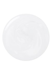 Runde, weiße Platte mit hochglänzender Oberfläche und spiralförmiger Textur, aus Keramikmaterial gefertigt. Glatte Kanten, keine sichtbaren Muster oder Akzente.