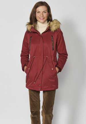 PADDED LONG - Ziemas mētelis - granate   maroon