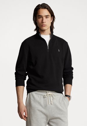 LUXURY JERSEY QUARTER-ZIP PULLOVER - Långärmad tröja - black