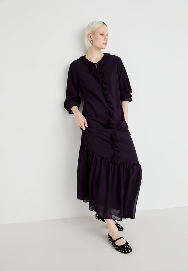 VIMODESTY V NECK FRILL DRESS - Maxi dress - plum perfect2