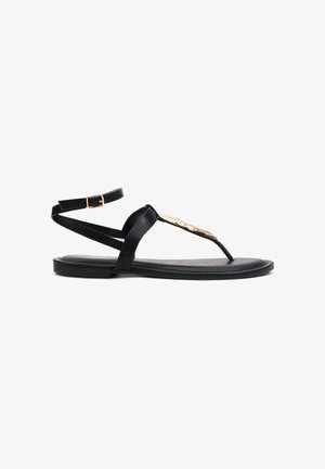 INSIDE, SANDALIA PLANA TIRAS CON HEBILLA - Sandalias de dedo - black