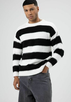 STRIPED BRUSHED- - Trui - black