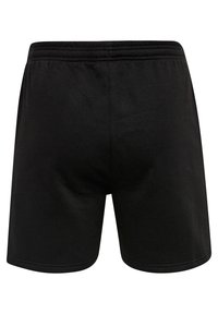 Schwarze Baumwollshorts mit weicher Textur, elastischem Bund und geradem Schnitt. Die Rückseite ist schlicht, ohne Muster oder zusätzliche Details.