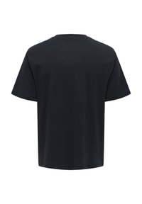 Sort kortærmet T-shirt lavet af bomuld med rund hals. Designet er enkelt og ubesmykket med et lige snit og uden synlige mønstre.