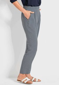 GOLDNER Pantalon classique - navy white patterned