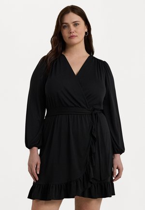 BELTED STRETCH JERSEY DRESS - Jerseyjurk - black
