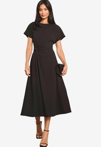 REGULAR FIT - KNOT SIDE MIDI - Trikotāžas kleita - black