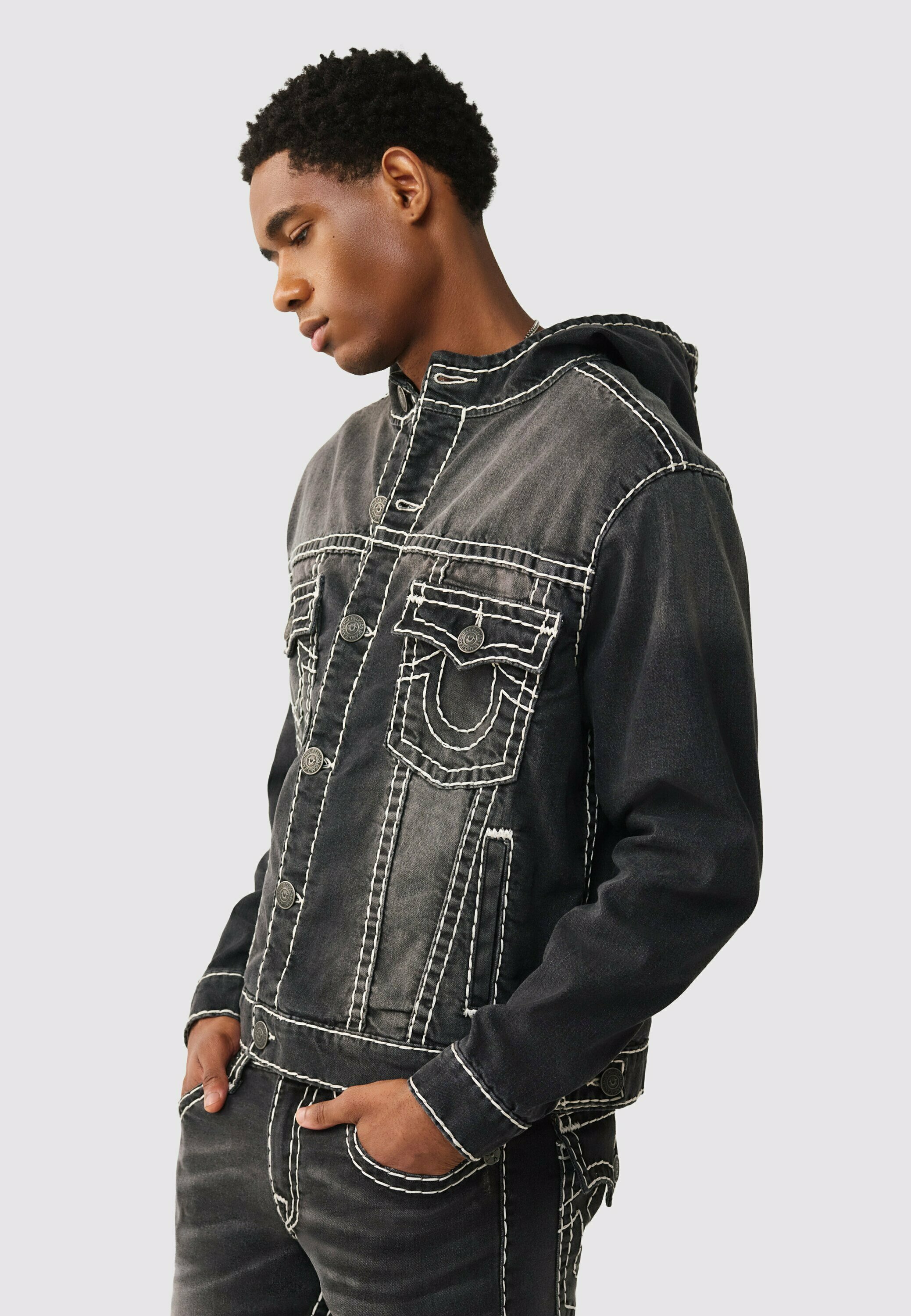 True Religion TRUE RELIGION JEANSJACKE - Denim jacket - black wash