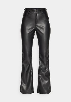Hollister Co., ULTRA HIGH-RISE FLARE PANTS - Kožne hlače - BLACK
