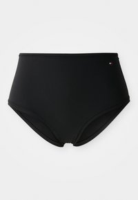 Mustat korkeavyötäröiset bikinit, joissa on minimaalinen ommel ja pieni Tommy Hilfiger -logo yläoikealla puolella.