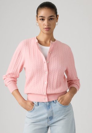 SUPER SOFT CREWNECK CARDI - Kardigán - coral blush cable stitch