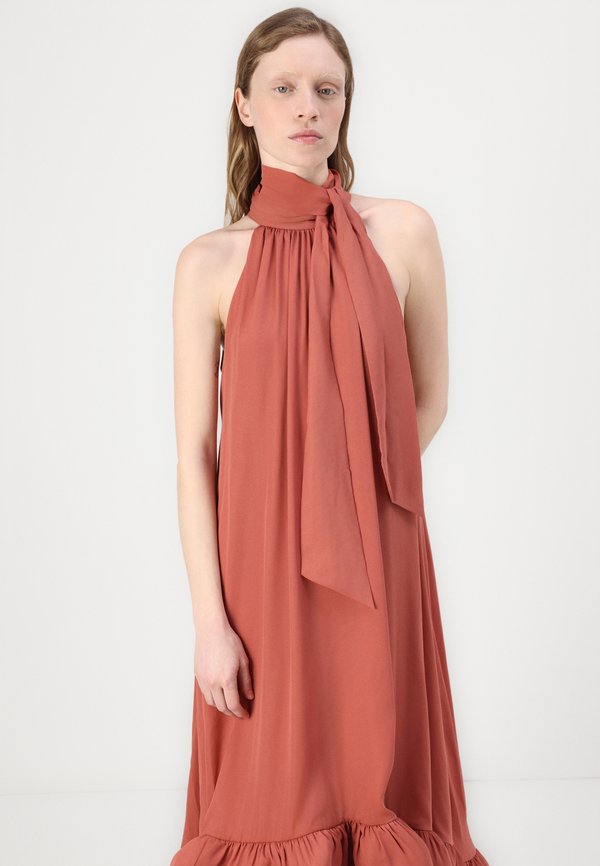 SABRINA HALTER NECK RUFFLED DRESS - Cocktail dress / Party dress - terracotta2