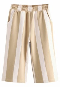 Beige en witte gestreepte shorts van zachte stof, met een elastische tailleband, zijzakken en een ontspannen pasvorm.