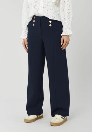 AVEC DES BOUTONS DORÉS - Pantalon classique - bleu foncé