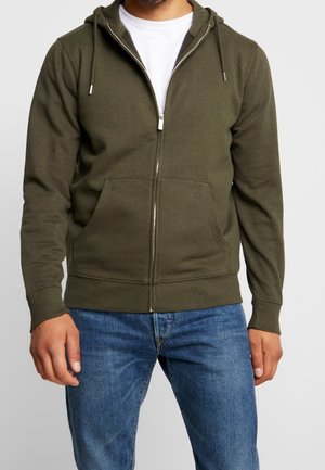 Solid Sudadera con cremallera - olive