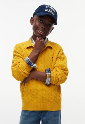 Tommy Hilfiger, COTTON CABLE POLO SWEATER - Maglione - countryside yellow