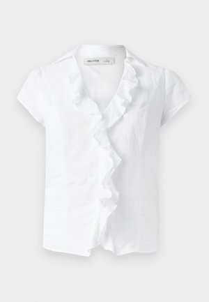 Hollister Co., RUFFLE FLYAWAY - Πουκαμίσα με κουμπιά - white