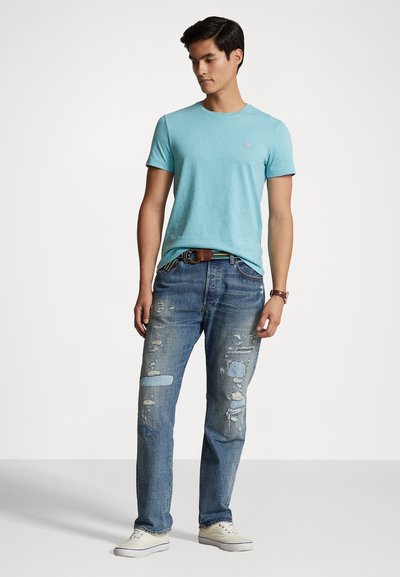 Polo Ralph Lauren CUSTOM SLIM FIT JERSEY CREWNECK T-SHIRT - Basic póló - turquoise nova heather