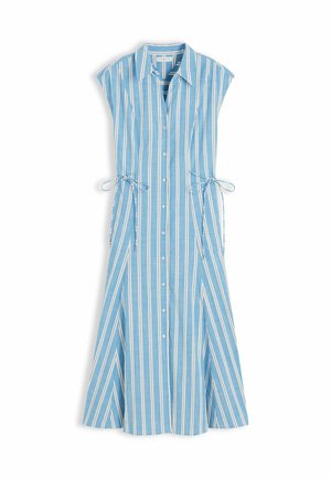 Tommy Hilfiger, TOMMY HILFIGER TIE DETAIL CAP SLEEVE MIDI SHIRT DRESS - Skjortekjole - liquorice stripe breeze blue