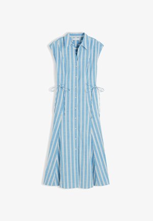Tommy Hilfiger, TOMMY HILFIGER TIE DETAIL CAP SLEEVE MIDI SHIRT DRESS - Skjortekjole - liquorice stripe breeze blue