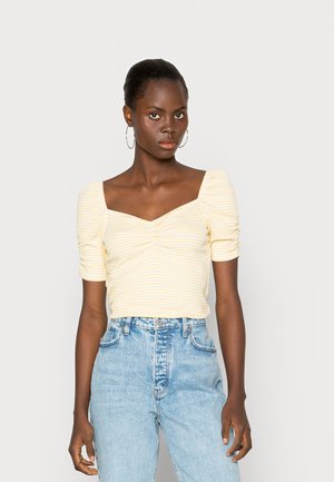PIA STRIPE SWEETHEART NECKLINE - Print T-shirt - light yellow