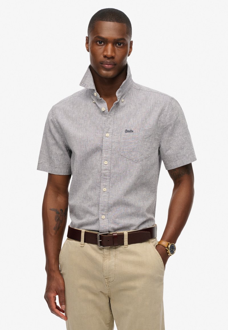 Superdry & Co SHORT SLEEVE - Camisa - ash grey chambray