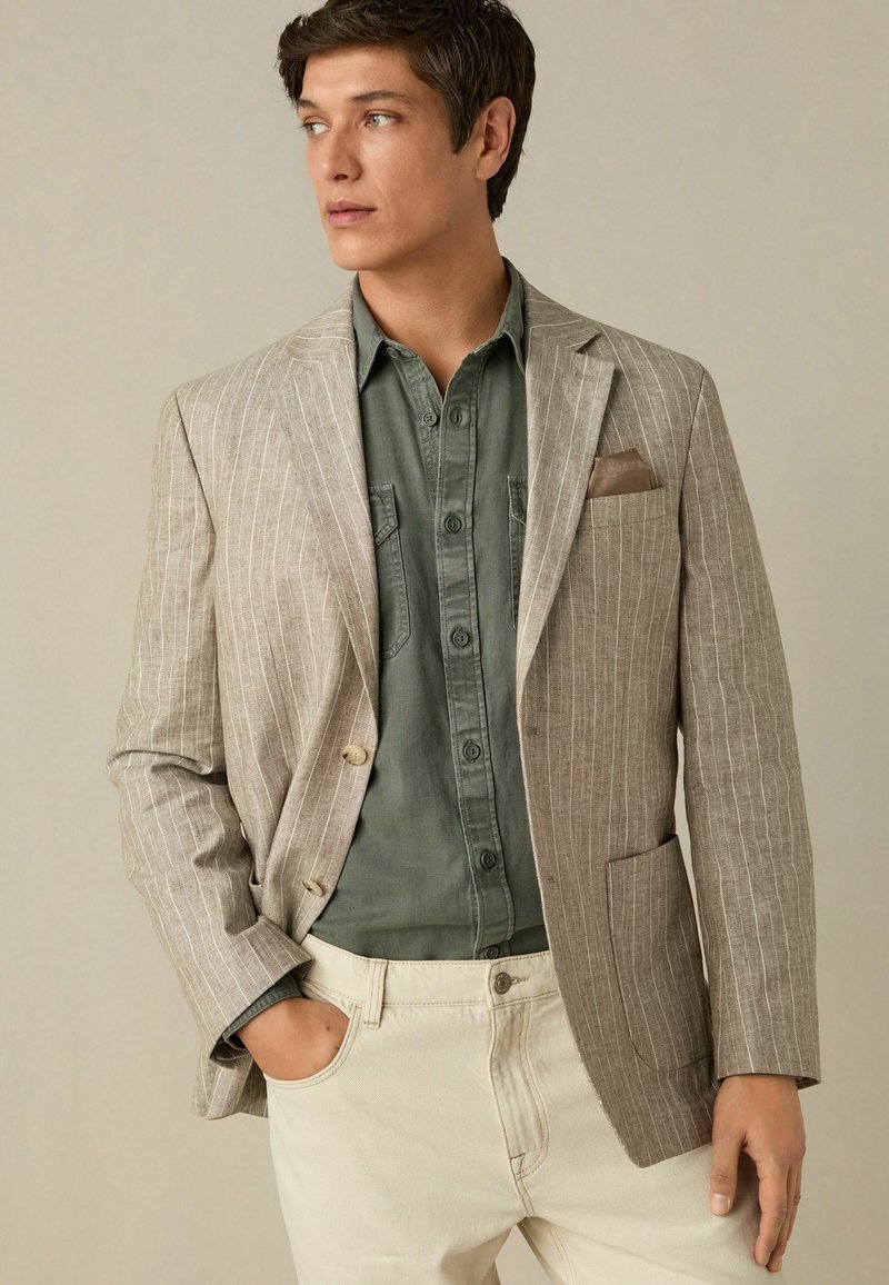 Next - REGULAR FIT -  STRIPE  - Blazer jacket - neutral, Enlarge