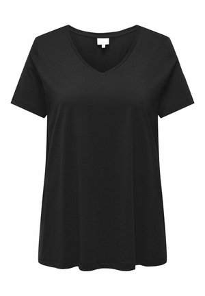 NORMAL GESCHNITTEN V-AUSSCHNITT - T-shirts basic - black