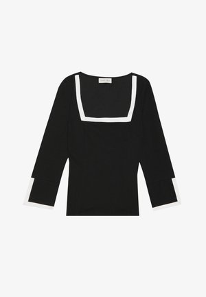 Anna Field by Zalando, 3/4 SLEEVE WITH CONTRAST HEMS - Camicetta - black/ivory