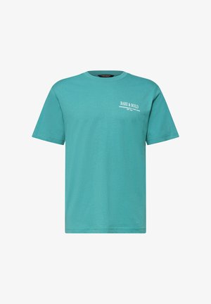 Street One MEN, T-SHIRT WITH ROUND NECK AND BACK PRINT, zielony