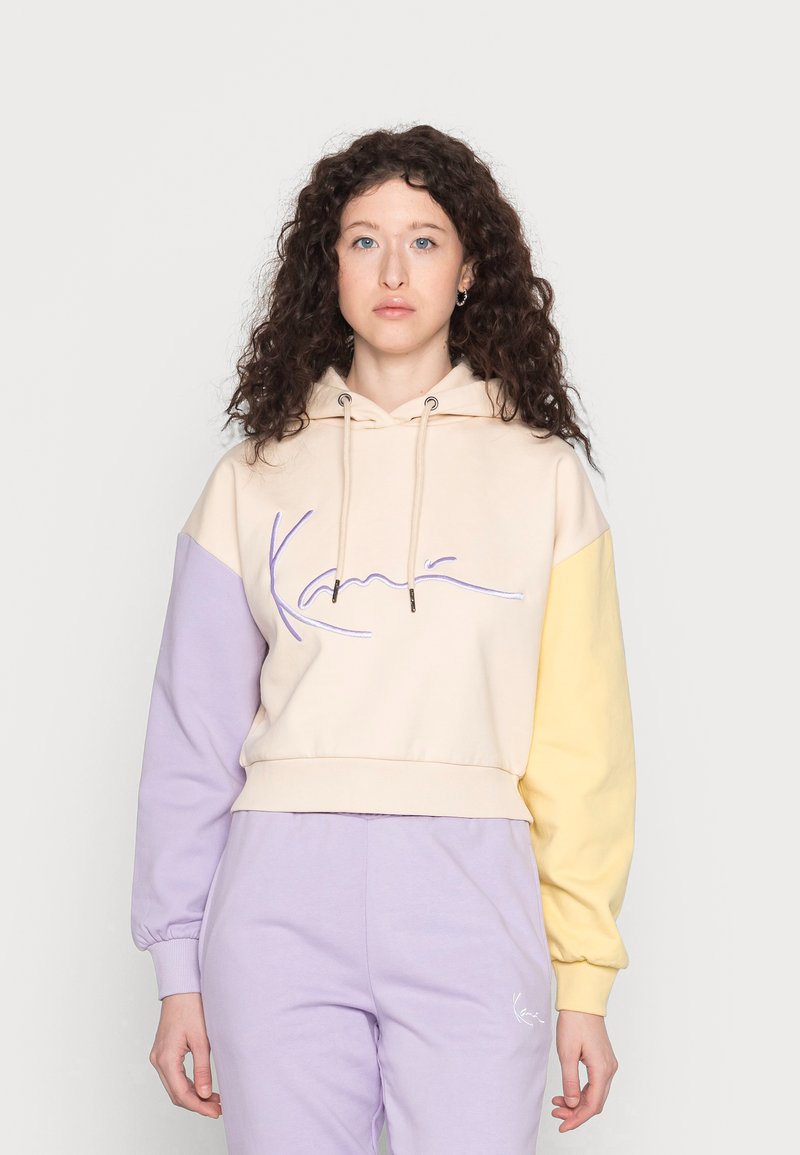 Karl Kani - SIGNATURE CROP BLOCK HOODIE  - Felpa - light sand, Ingrandire