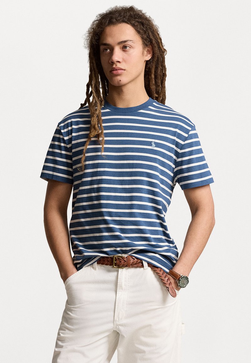 Polo Ralph Lauren CLASSIC FIT STRIPED JERSEY T-SHIRT - Apdrukāts T-krekls - clancy blue/nevis