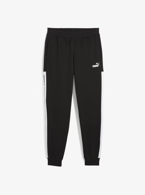 Fekete jogger nadrág elasztikus derékkal, oldalsó zsebekkel és fehér oldalsávokkal. Az elején fehér színű "PUMA" logó található.