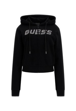 Guess LOGO STRAS - Sweater met rits - schwarz