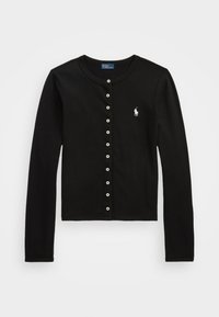 STRETCH COTTON CREWNECK CARDIGAN  - Ζακέτα - black