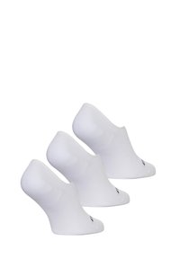 Chaussettes blanches jusqu'à la cheville en lot de trois, avec une texture côtelée et un logo discret au niveau des orteils. Fabriquées en matériau doux et respirant.