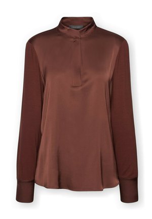 Elena Mirò, T-SHIRT CON COLLO COREANO - Bluse - marrone