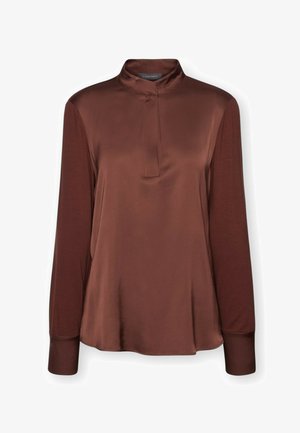 Elena Mirò, T-SHIRT CON COLLO COREANO - Bluse - marrone