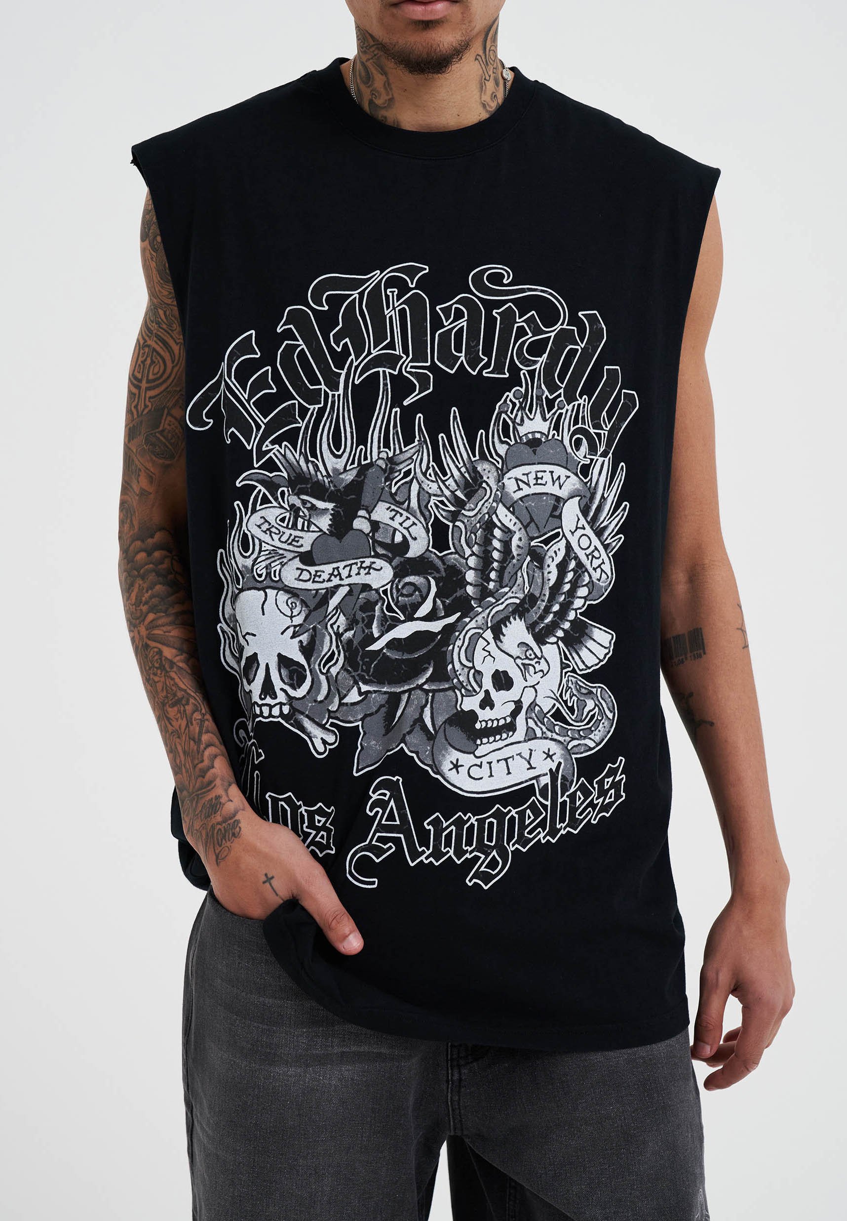 Ed Hardy DON ED MONTAGE SLEEVELESS - Top - black/negro - Zalando.es