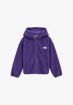 Lilla tõmblukuga fliisisärk kapuutsiga, valmistatud tekstureeritud kangast. Omab küljetaskuid ja väikest logo kleebist rindkere peal.