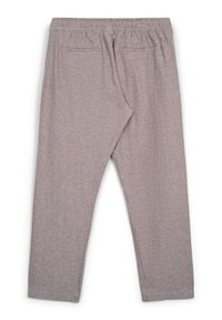 Pantaloni lounge di colore marrone chiaro con una texture morbida, vita elastica e due tasche posteriori. Il design è semplice e dritto.