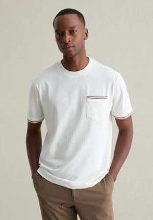 STRIPED DETAILS AND POCKET - T-Shirt basic - optical white
