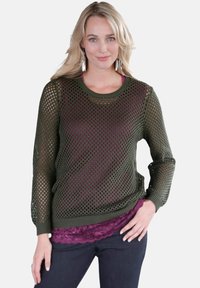 GOLDNER SOMMERLICHER MIT AJOURMUSTER - Strickpullover - khaki
