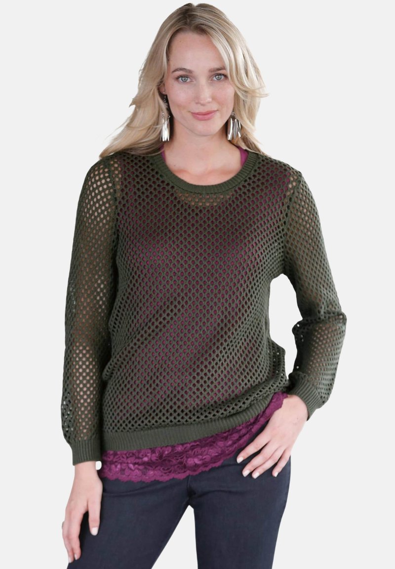 GOLDNER SOMMERLICHER MIT AJOURMUSTER - Strickpullover - khaki