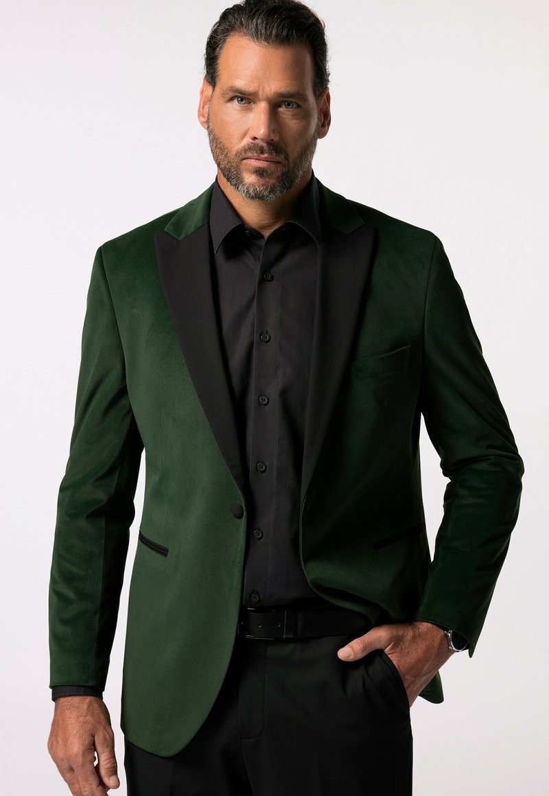 emerald green dress muslimah HolloMen Dark Green Pinstripe Double-Breasted Suit
