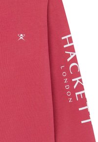 Rotes Langarmshirt aus Baumwolle. Mit weißem "HACKETT"-Text und Logo am Ärmel. Glatte Textur mit lockerer Passform.