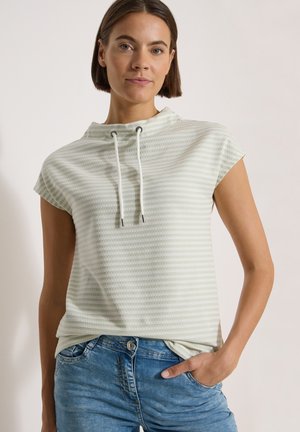 Cecil, T-SHIRT MIT FUNNEL NECK UND STREIFEN - T-shirt imprimé - raw matcha lime